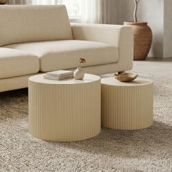 PAKOWORLD Masuta de cafea 2 pieces coffee tables, Crem (372-000052) Masa de cafea