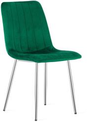 FDY Set 4 Scaune Bucatarie/Dining Gabe, Picioare Cromate, Catifea Verde