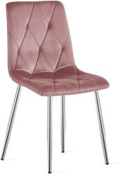 FDY Scaun Bucatarie/Dining Fido , Picioare Cromate, Catifea Roz