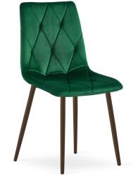 FDY Set 4 Scaune Bucatarie/Dining Fido Picioare Finisaj Lemn Culoare Nuc , Catifea Verde