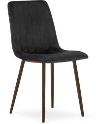 FDY Set 4 Scaune Bucatarie/Dining Gabe, Finisaj Lemn Culoare Nuc, Catifea Neagra