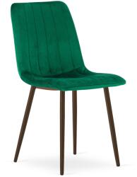 FDY Set 4 Scaune Bucatarie/Dining Gabe Picioare Finisaj Lemn Culoare Nuc , Catifea Verde