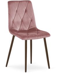 FDY Set 4 Scaune Bucatarie/Dining Fido Picioare Finisaj Lemn Culoare Nuc , Catifea Roz