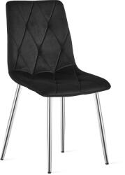 FDY Scaun Bucatarie/Dining Fido , Picioare Cromate, Catifea Neagra