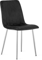 FDY Set 4 Scaune Bucatarie/Dining Gabe, Picioare Cromate, Catifea Neagra