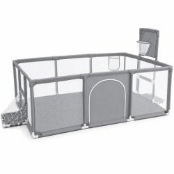 Flippy Tarc de Joaca pentru Copii DNT-109, Flippy, Model Spatiu Fotbal si Basketball, 230 x 122 x 65 cm, Margini Acoperite Structura de Protectie pentru Interior, ABS si Poliester rezistent, Gri (167193)