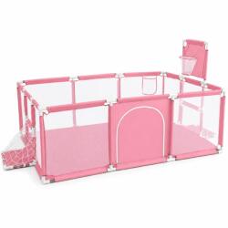 Flippy Tarc de Joaca pentru Copii DNT-108, Flippy, Model Spatiu Fotbal si Basketball, 230 x 122 x 65 cm, Structura de Protectie pentru Interior, ABS si Poliester rezistent, Roz (167191)