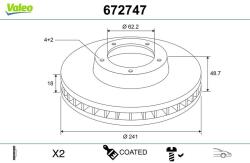 VALEO Disc frana VALEO COATED 672747 (672747)