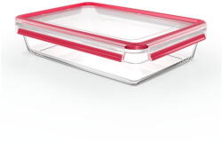 emsa CLIP & CLOSE glass food storage container 3.0 liters (transparent/red, rectangular) (N1041200) - vexio