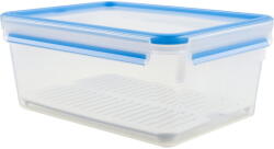 emsa CLIP & CLOSE food storage container 3.7 liters (transparent/blue, rectangular, with drip tray) (512888) - vexio