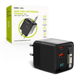 Mobile Origin Cablu date/încărcare Mobile Origin PW2 GaN Display, 65W, USB-C retractabil + USB-C + USB-A, Universal (MO-65WDCH-PW2) - vexio