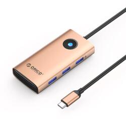 Orico PW11 6in1 USB-C Docking Station 3x USB-A 3.0 1x USB-C PD 100W 1x HDMI 4K 30Hz 1x RJ45 2.5G Ethernet - Rose Gold (ORICO-PW11-6P25R-RG-EP)
