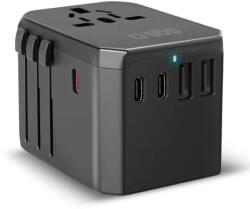 SBS Universal GaN Travel Adapter 70W 3xUSB-C 2xUSB-A with Case - Black (TEADAPTGAN70WUNI)