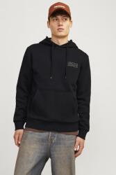 JACK & JONES Jack & Jones, Logós pulóver kapucnival és kenguruzsebbel, Fekete, 2XL (12152840-BLACK-SMALL-PRINT-BLACK-XXL)