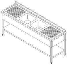 Maxima 09394090 kétmedencés mosogatóasztal - 190 × 70 cm, polccal (09394090)