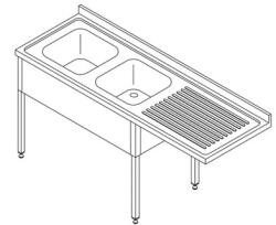 Maxima 09394003 kétmedencés mosogatóasztal - 200 × 70 cm, bal oldali medencékkel (09394003)