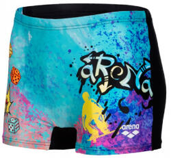 arena boys swim short placement black/multi 152cm