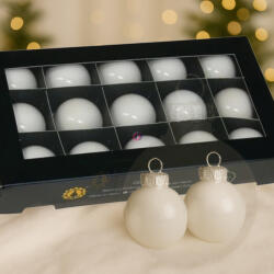 Decoration & Design Luxury üveg karácsonyfa gömb 4 cm, fehér opál, 15 db-os szett (501406)