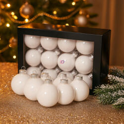 Decoration & Design Luxury üveg karácsonyfa gömb 5, 7 cm, fehér opál, 30 db-os szett (501411)