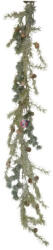 Decoration & Design Girland fenyő, tobozzal, deres műanyag 180x20x8 cm zöld (DD68823)