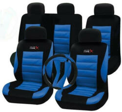 Autoline Set Huse Auto 14buc Poliester Type-X Albastru / Negru 9990000003686 (9990000003686)