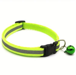  Zgarda reflectorizanta pentru pisica sau caine, cu clopotel, reglabila - Verde Fosforescent (OEM)
