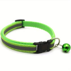  Zgarda reflectorizanta pentru pisica sau caine, cu clopotel, reglabila - Lime (OEM)