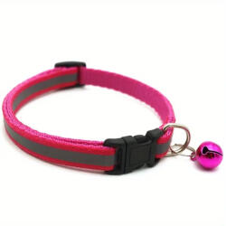  Zgarda reflectorizanta pentru pisica sau caine, cu clopotel, reglabila - Fucsia (OEM)