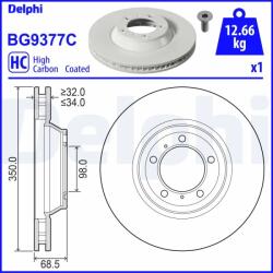 DELPHI Disc Frana Bg9377C Porsche Cayenne/Panamera/Panamera Sport Turismo (BG9377C)