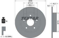 Textar 92308303 - Disc frana spate - stanga / dreapta - SUZUKI SWIFT IV 1.2 - 1.4 - 1.6 10.10 - - Textar-92308303 (TEXTAR92308303)