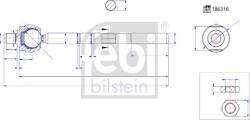 FEBI Bilstein 186318 - Articulatie axiala, cap de bara - Bieleta directie fara capat - stanga / dreapta - lungime: 204mm. EN with counter - nut CITROEN BERLINGO. BERLINGO - MINIVAN. OPEL COMBO E TOUR - LIFE - FEBI 