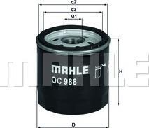 MAHLE OC 988 - Filtru ulei CHERY A1. LEXUS ES. GS. GX. IS I. IS SPORTCROSS. LS. LX. RX. SC. MAZDA 121 III. MINI R50. R53. SKODA FAVORIT FORMAN. - MAHLE-OC 988 (MAHLEOC988)