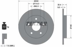 Textar 92164103 - Disc frana spate - stanga / dreapta - fara pivot de fixare a rotii TOYOTA AURIS. COROLLA 1.3 - 2.2D 10.06 - 08.19 - Textar-92164103 (TEXTAR92164103)