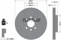 Textar 92145703 - Disc frana Fata - stanga / dreapta - fara pivot de fixare a rotii ABARTH PUNTO. FIAT DOBLO. DOBLO - MINIVAN. GRANDE PUNTO. PUNTO. PUNTO EVO. PUNT - Textar-92145703 (TEXTAR92145703)