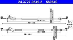 ATE 24.3727-0649.2 - Cablu, frana de parcare - Cablu frana de mana mijloc - spate - stanga / dreapta - 1483mm - 1483mm FORD FOCUS I. FOCUS I - KOMBI 1.4 - 2.0 08.98 - 03.05 - ATE-24.3727-0649.2 (ATE243727