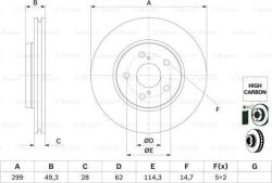 Bosch 0 986 479 F49 - Disc frana Fata - stanga / dreapta - TOYOTA C - HR. COROLLA 1.2 - 2.0H 10.16 - - BOSCH-0 986 479 F49 (BOSCH0986479F49)