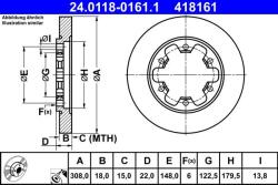 ATE 24.0118-0161.1 - Disc frana - Brake Disc - ATE-24.0118-0161.1 (ATE24011801611)