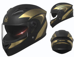 Fixato Casca Moto/Scuter FIXATO Phantom, Protectie UV, Viziera Dubla, Ventilatie buna si permeabilitate la aer, Marime universala 59-62 cm, Negru Auriu (casca-003-negru-auriu)