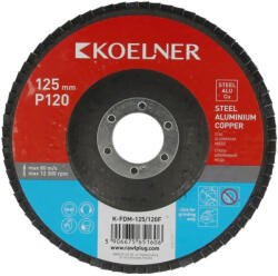 KOELNER Lamellás csiszolókorong egyenes P40 125x22, 23mm korund, fémhez és fához (71413)