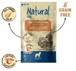 Natural Hrană umedă pentru câini NATURAL cu curcan și pui, cu adaos de piersici, 500 g