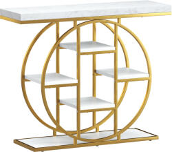 HOMCOM Masă consolă pentru hol Mobilier de intrare industrial 6 rafturi depozitare blat 4cm 100 x 30 x 81, 5cm Alb | Aosom Romania (837-695V80WT)