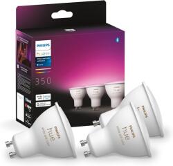 Philips White & Color Ambiance spot LED GU10, pachet de 3 bucăți (350 lm), becuri LED reglabile pentru sistemul de iluminat Hue cu 16 milioane de culori, control inteligent al luminii prin voce și aplicație -