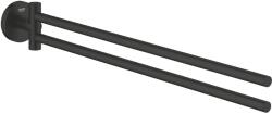 GROHE Bara prosop Grohe 411832430, 439 mm, 61 mm, 2 orificii instalare, 2 rafturi, pivotanta, pe perete, Negru (411832430)