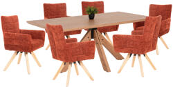  Set dining, masa Paolo MDF + 6 scaune, nuanta orange/natur (UE-HM21042)