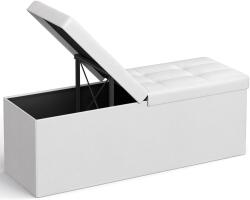 SONGMICS Taburet pliabil cu sezut moale, spatiu de depozitare 120litri, maxim 300kg, 110x38x38cm, alb (EZ-LSF75WT)