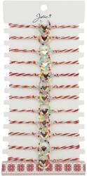 Jolie Bratara Martisor pentru Dama, Jolie, Model Potcoava Multicolora, Set 12 bucati, Pandativ Argintiu din Inox cu Elemente Multicolore, Snur Alb/Rosu (CR-128134)