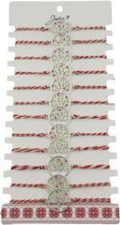 Jolie Bratara Martisor pentru Dama, Jolie, Model Copac Multicolor, Set 12 bucati, Pandativ Argintiu din Inox cu Elemente Multicolore, Snur Alb/Rosu (CR-128126)