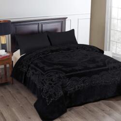 JML Fleece Takaró King Size 214x240 cm 4, 1 kg Nehéz Koreai Nercstakaró Fekete Puha Meleg Raschel Téli Ágytakaró