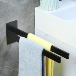 Vista törölközőtartó fúrás nélkül fekete 39 cm SUS304 rozsdamentes acél fürdőszobai kapaszkodó falra szerelhető