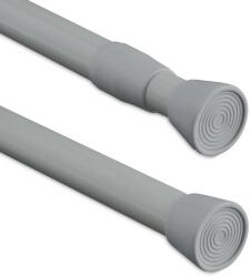 Relaxdays Teleszkópos Rúd 110-200 cm, Rozsdamentes Acél Klemm Rúd Zuhanyfüggönyhöz, Függönyhöz, Ajtókerethez, Fúrás Nélkül, Szürke